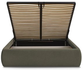 Тъмнозелено двойно легло 180x200 cm тапицирано с място за съхранение/без табла с включена подматрачна рамка Inera – Bobochic Paris