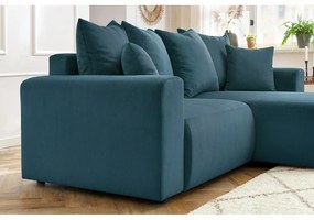 Син кадифен ъглов диван Enjoy – Bobochic Paris