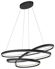 Черно LED висящо осветително тяло с гласово управление/ управление чрез мобилно приложение с метален абажур Ciola – CINQUE