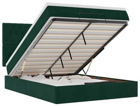 3314393 vidaXL Османска легло с матраци и LED, тъмнозелено, 140x190 см, кадифе