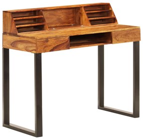 247964 vidaXL Бюро, 110x50x94 cм, акациево дърво масив и стомана