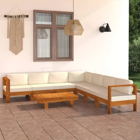 3057940 vidaXL Градински комплект с възглавници, 8 части, 100x60 см, акациево дърво