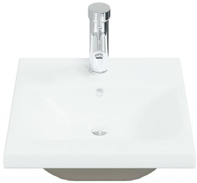 Мивка за вграждане със смесител, 42x39x18 см, керамична, бяла