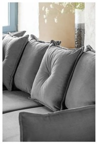 Ъглов разтегателен диван от сив велур (променлив) Lazy Lukka - Miuform