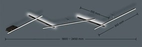 Матово черно LED затъмняващо се осветително тяло за таван 50x245 cm Indira – Trio
