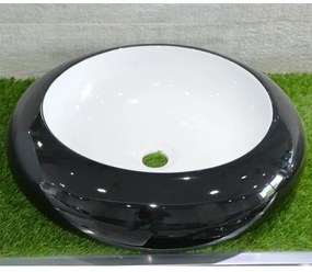 Мивка за баня 010 B&W, монтаж върху плот, порцелан, черен + бял