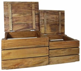 244498 vidaXL Комплект щайги за съхранение, 2 части, махагоново дърво масив