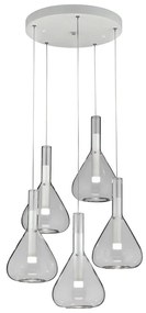 Бяло LED висящо осветително тяло със стъклен абажур ø 55 cm Cipera – CINQUE