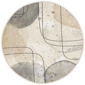 Бежов кръгъл килим подходящ за пране ø 150 cm Simple Lines – Mila Home