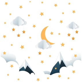 Детски стикер за стена 90x60 cm Mountains in Stars and Clouds - Ambiance