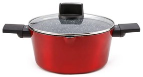 Тенджера Luigi Ferrero Rossy FR-2814, 28x13.5 см, 6.7 л, Незалепващо покритие, Индукция, Стъклен капак с отвор за пара, Червен