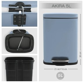 Светлосиньо стоманено кошче за боклук с педал 5 l Akira – Spirella