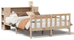 3322078 vidaXL Легло с етажерка за книги, без матрак, 120x190 см, бор масив