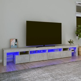 3152821 vidaXL ТВ шкаф с LED осветление, бетонно сив, 260x36,5x40 см