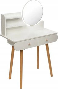 Бяла скандинавска тоалетка с огледало 80x40x120 cm - 2 чекмеджета