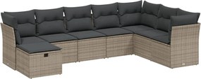 3263276 vidaXL Градински комплект диван с възглавници 8 части сив полиратан