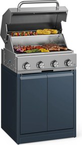 Klarstein WaldChef кухня на открито | Газово барбекю | 4 горелки | 30 mbar | 12800 W | Чугунена скара | Неръждаема стомана
