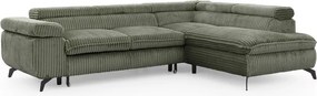 Зелен ъглов диван от рипсено кадифе (десен ъгъл L форма) Marbeya – Ropez