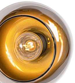 Дизайнерски прожектор черен със злато и опушено стъкло 2-светлина - Kyan