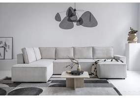 Бял разтегателен ъглов диван от рипсено кадифе (ляв ъгъл/"U" форма) Brave Dave – Miuform