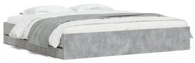 3207248 vidaXL Рамка за легло с чекмеджета, бетонно сива, 200x200 см