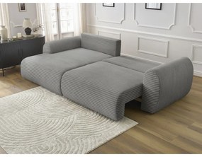 Тъмносив разтегателен ъглов диван от рипсено кадифе (ляв ъгъл) Lucien – Bobochic Paris