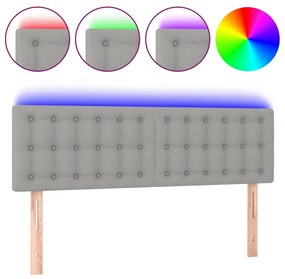 3122044 vidaXL LED горна табла за легло, светлосива, 144x5x78/88 см, плат