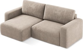 Бежов шенилов сгъваем/с място за съхранение ъглов диван (ляв ъгъл) Kona – Makamii