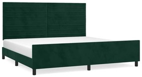 3125839 vidaXL Рамка за легло без матрак, тъмнозелена, 200x200 см, кадифе