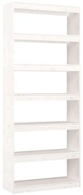 808204 vidaXL Библиотека/разделител за стая, бяла, 80x30x199,5 см, бор масив