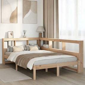 3324335 vidaXL Легло с етажерка за книги, без матрак, 120x190 см, бор масив