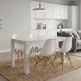 Трапезен комплект 5 части Darlen - Nova TopMebel в бял мраморен цвят - бял 125x72x74cm