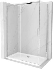 Mexen Omega раздвижна душ кабина 130 x 70 см, прозрачна, хром + поддушник Flat