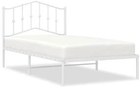 373832 vidaXL Метална рамка за легло с горна табла, бяла, 100x190 см