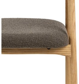 АДЭЛЕ Кафяво Taupe (тъкан Монза 40)/рамка Естествен дъб - ДЪРВЕН РЕТРО СТОЛ С БУКЛЕ ТАПИЦЕРИЯ ЗА ДНЕВНА / ТРАПЕЗАРИЯ / КУХНЯ