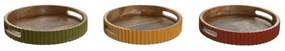 Тава Home ESPRIT Жълт Зелен Корал Дърво манго 30 x 30 x 5 cm (3 броя)