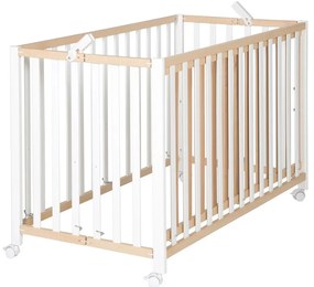 Сгъваемо детско легло на колела в бял и естествен цвят 60x120 cm Fold up - Roba