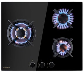 Klarstein Goldflame 3, газов котлон, 3 горелки, месингови горелки, стъклокерамика