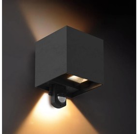 Brilagi - LED външна стенна лампа със сензор CUBE LED/6W/230V, черна