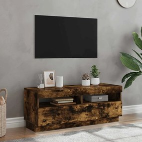 815720 vidaXL ТВ шкаф с LED осветление, опушен дъб, 100x35x40 см