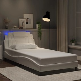 3214002 vidaXL Рамка за легло Viana с LED без матрак бяла 100x200 см