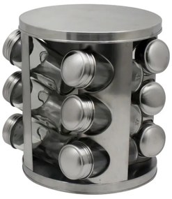 Бурканчета за подправки на стойка ZEPHYR ZP 1217 CR12, 12 бр. бурканчета, 3 нива, Въртяща се основа, Сребрист