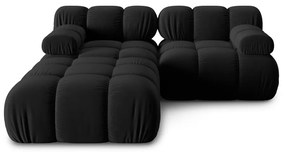 Черен ъглов диван от кадифе Bellis - Micadoni Home