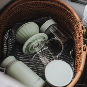 Комплект за ръчно филтрирано кафе Buydeem CD1024-CG, 300 мл, Закалено стъкло, Неръждаема стомана, Зелен