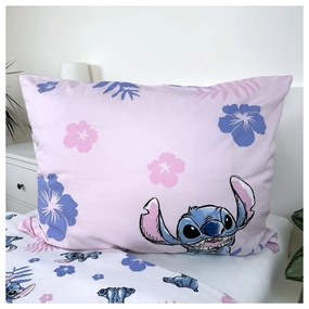 Светлорозово единично памучно детско спално бельо 140x200 cm Lilo &amp; Stitch "Pink" – Jerry Fabrics