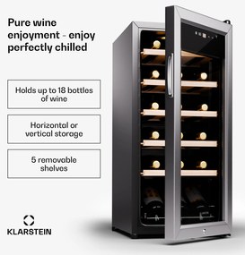 Klarstein Shiraz Premium Smart 18, Хладилник за вино за 18 бутилки