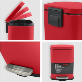 Червено стоманено кошче за боклук с педал 5 l Akira – Spirella