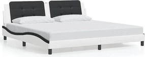 3208211 vidaXL Рамка за легло без матрак Zadar, бяла, черна, 200x200см, изкуствена кожа