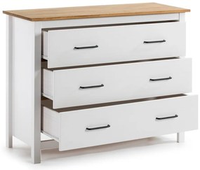 Бял нисък скрин от масивен бор 100x80 cm Miranda – Marckeric