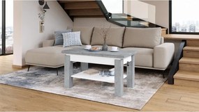 БРАВО Милениум Бетон/Бял - РАЗТЕГАТЕЛНА ХОЛНА МАСА С ПОВДИГАЩ МЕХАНИЗЪМ И С РАФТ